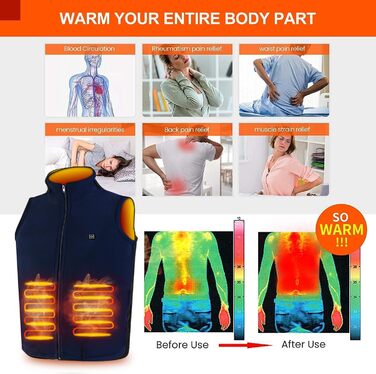 Електрична гріюча жилетка для чоловіків TOUVE, 5 зон обігріву, регулювання температури, флісова куртка (без Powerbank), колір: синій (M, 2025)