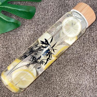Glass Drinking Bottle 1l Glass Water Bottle with Bamboo Lid 1 Liter (1000ml) (Bamboo 1liter)
