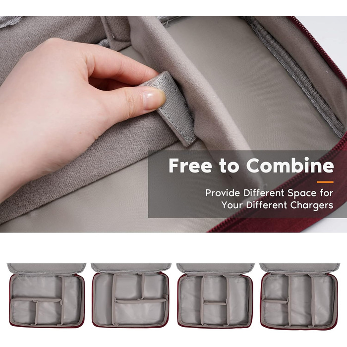 Органайзер для кабелів OrgaWise: кейс-сумка для зберігання та організації кабелів (3 шари, сірий/червоний)