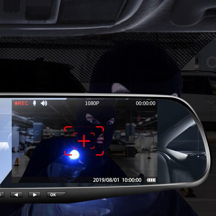 Автомобільний відеореєстратор Retoo Full HD з камерою заднього виду, нічним баченням, монітором 4.3