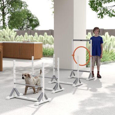 Набір для аджиліті PawHut для собак: 4 елементи, регульовані стрибки, обручі, тренувальне обладнання, координація, ігри та тренування