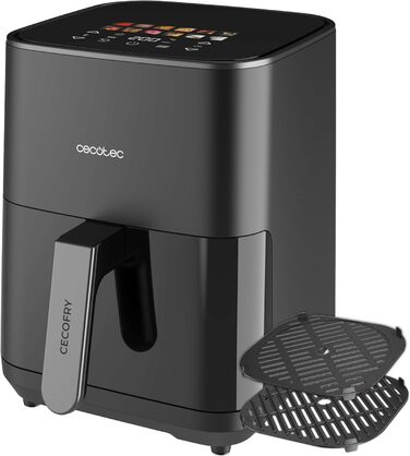 Фритюрниця без олії Cecotec Cecofry Grill Duoheat 8000 з грилем, 2200W, 8 меню, регулювання температури 80-200°C, цифрове управління, скло, подвійні нагрівальні елементи