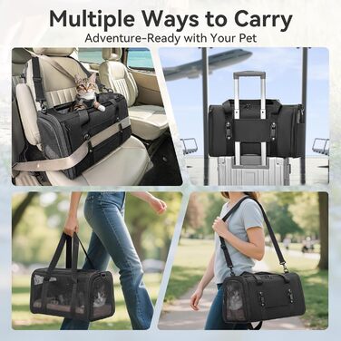 Транспортна переноска для котів та собак Petsfit - складана сумка-переноска для авто, чорна, M (45,5 x 28 x 28 см)