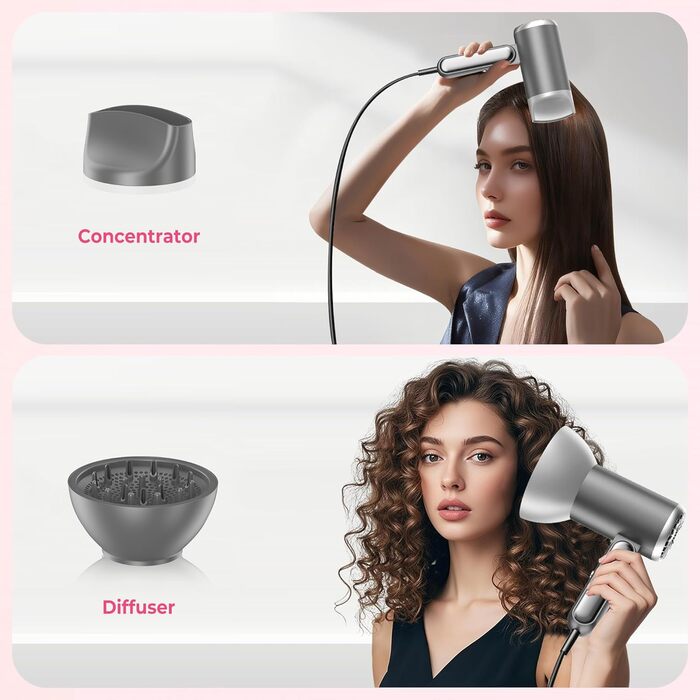 Набір для укладки волосся 6 в 1 Atopskins: фен-щітка, плойка, іонізація, 1000W (сірий)