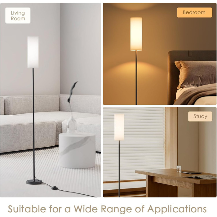 Світлодіодна торшер 9W з регулюванням яскравості, 3 колірні температури, Е27, абажур з льону, вимикач на корпусі, вінтажний дизайн, сірий