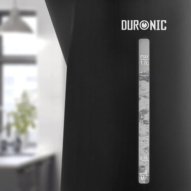 Електричний чайник Duronic EK30 BK: 3000 Вт, регулювання температури, 1.5 л, антикальк-фільтр, LED-індикатор, функція підтримки тепла, швидкий нагрів, чорний/білий