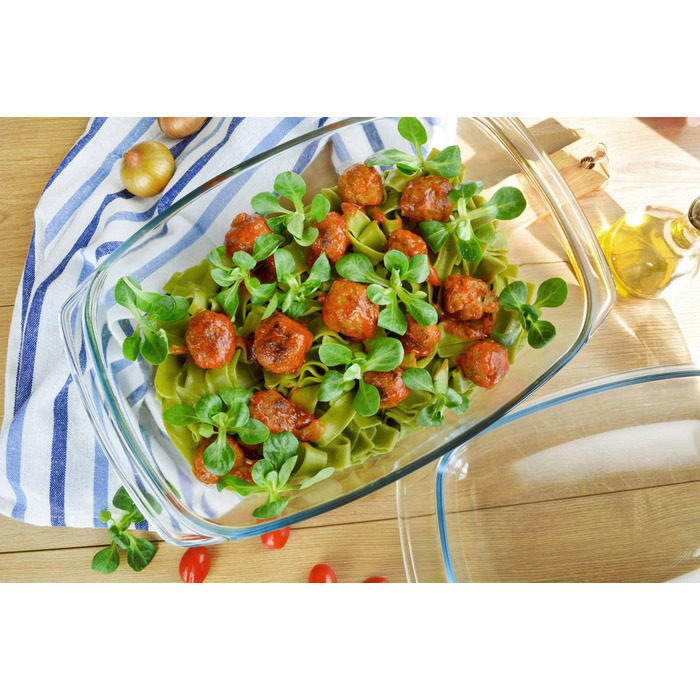 Send casserole dish 5.8 L with lid made of heat-resistant glass, glass cookware, glass roaster