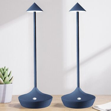 Набір з 2-х світлодіодних акумуляторних настільних ламп Hapfish бездротових, диммуються, алюмінієві, водонепроникні, для дому, тераси, ресторану (Коричневий/Синій)