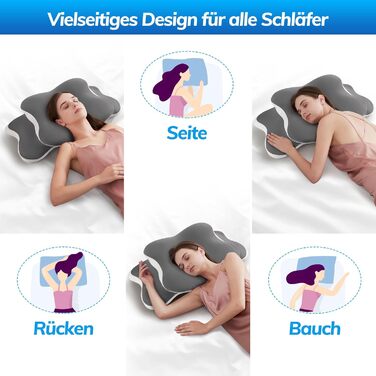 Ортопедична подушка з піни Memory Foam для сну на боці, спині та животі. Зменшує біль у шиї та голові, дихаюча та знімний чохол.