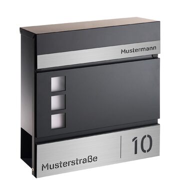 Поштовий ящик Forgard Helsingborg антрацит з газетницею, RAL 7016, персоналізований, з монтажним комплектом