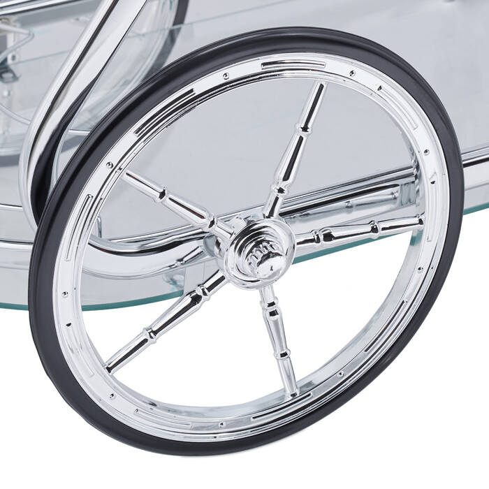 Relaxdays Chrome and Glass Serving Trolley