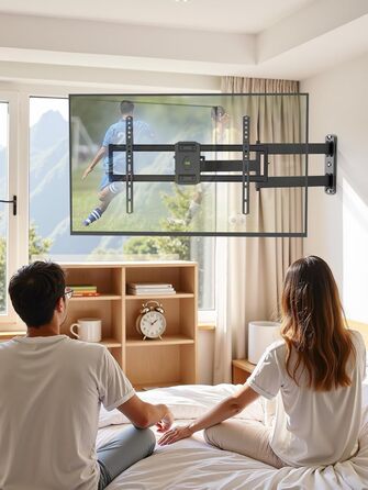 Кріплення для телевізора USX MOUNT на стіну з подовженою балкою, для LCD/LED/OLED телевізорів 37-80 дюймів, витягування 814 мм, регульоване нахилом та поворотне на 180°, VESA до 600x400 мм, вантажопідйомність до 45 кг, ідеально для кутового монтажу