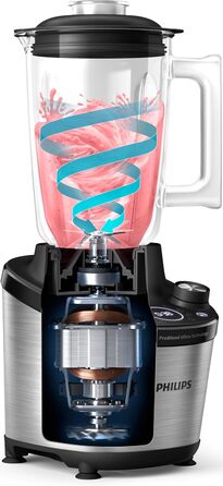 Philips Blender 7000 Series - 1500 Watt, 2 Liter, ProBlend Ultra Technology, Quick Select Programs, HomeID Recipes, Quick Clean Function, 2 Tritan Cups (HR3760/10)