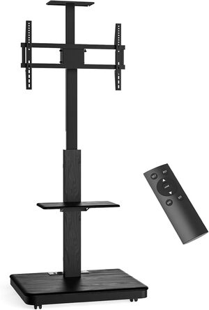 Моторний підставка для телевізора XTRARM Elite: регулювання висоти, VESA 600x400, максимальне навантаження 60 кг, з полицями та стійкою для кабелів (Білий/Чорний)