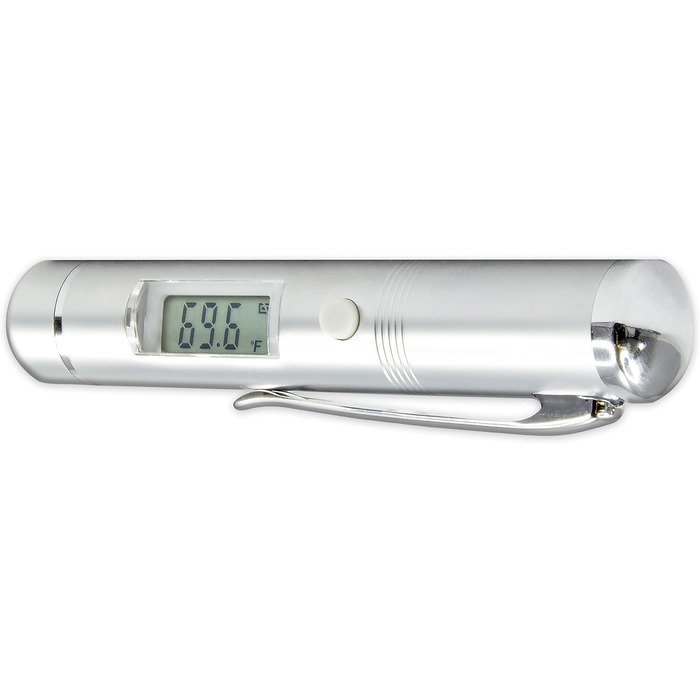 TFA Dostmann Flash Pen Infrared Thermometer, contactless measurement, versatile, robust metal housing, silver, L 19 x W 87 x H 15 mm