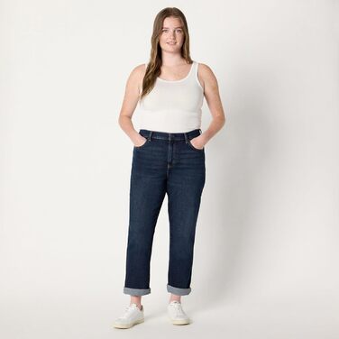 Джинси жіночі Amazon Essentials Boyfriend Crop, середньої посадки, еластичні, темно-сині (44)