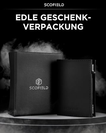 SF SCOFIELD Duality Magflip: Чоловіче карткове портмоне з RFID захистом та відділенням для монет. Slim Wallet для 9-10 карток. Матовий чорний магнітний замок.