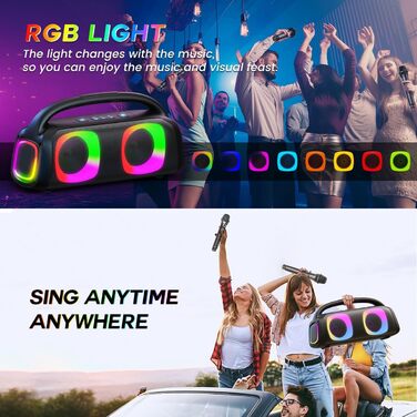 Караоке система JYX з 2 бездротовими мікрофонами, портативна Bluetooth колонка для дорослих та дітей, PA система, підтримка TF картки/USB, AUX вхід, TWS для вечірок (D19-T)