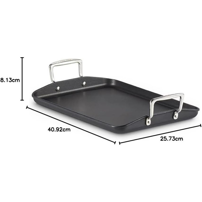 Гриль-плита Le Creuset 35x25 см з антипригарним покриттям, алюмінієва, для всіх типів плит, індукція, антрацит/срібло