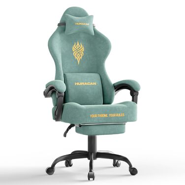Геймерське крісло Ferghana Ergonomisch LW220: зручне крісло для комп'ютера з підголівником, підтримкою спини, підлокітниками та підставкою для ніг (зелений)