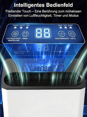 Електричний осушувач повітря з автоматичною та безперервною подачею води (шланг у комплекті), для спалень та підвалів, LED-дисплей, тихий з таймером (12л/день)