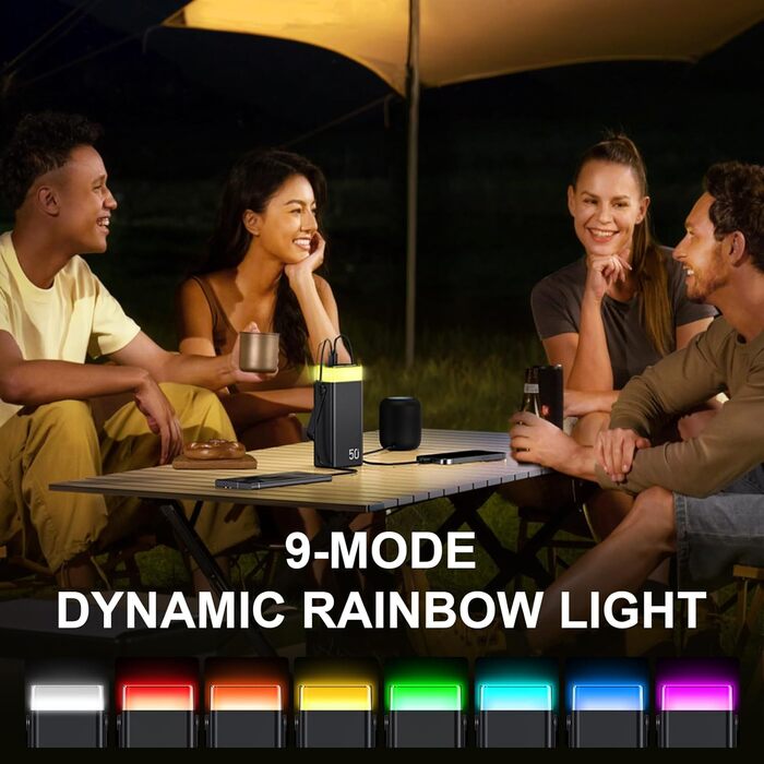 Power Bank CUZAR 50000mAh з USB-C PD 22,5W, 5 виходів та 2 входів, чорний