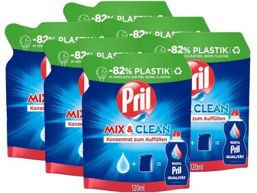 Концентрат для миття посуду PRIL Mix & Clean Цитрус, засіб для ручного миття з високою жиророзчинною здатністю, 120 мл (набір 9 шт)