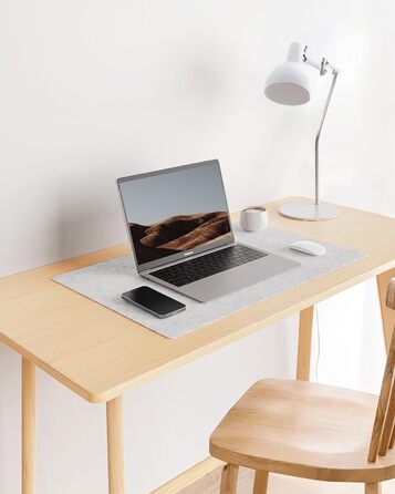 Килимок для столу YSAGi з фетру 90x40 см, антиковзкий, для миші та клавіатури, офіс/домашній офіс, світло-сірий