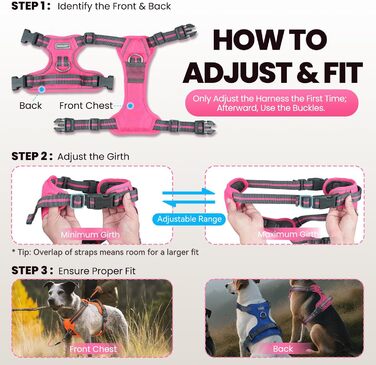 Шлейка для собак VIVAGLORY Easewalk, анти-тяга, для тренувань та прогулянок, з ручкою, анти-тяга для цуценят, XS, фіолетовий (25-51 см окружність грудної клітки)