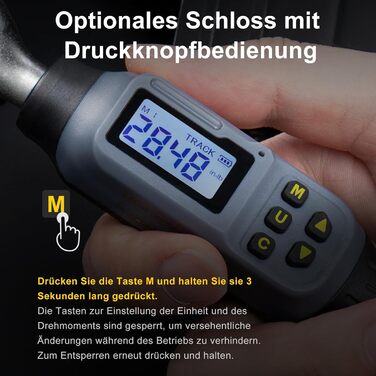 Цифровий шуруповерт з моментом обертання GROWNEER, 2.66-53.1 In-lbs/ 1/4'' Drive, 1.5-30 Nm, з індикатором крутного моменту, звуковим сигналом та LED-дисплеєм, 27 в 1