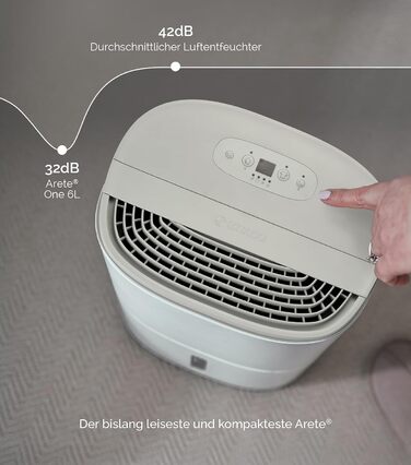 Зволожувач повітря MeacoDry Arete One 6L з очищувачем повітря | Компактний, тихий (32 dB), для спалень, невеликих приміщень та квартир | Фільтр HEPA H13 | Об'єм бака 1.8L