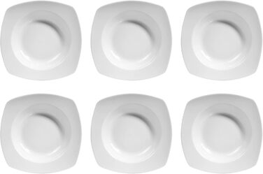 Singer | Soup Plates Markant in White, 6-Piece Soup Bowl Set for 6 People, Porcelain Bowl Set, Square | PREMIUM COLLECTION Soup Bowl Set 6 Pcs