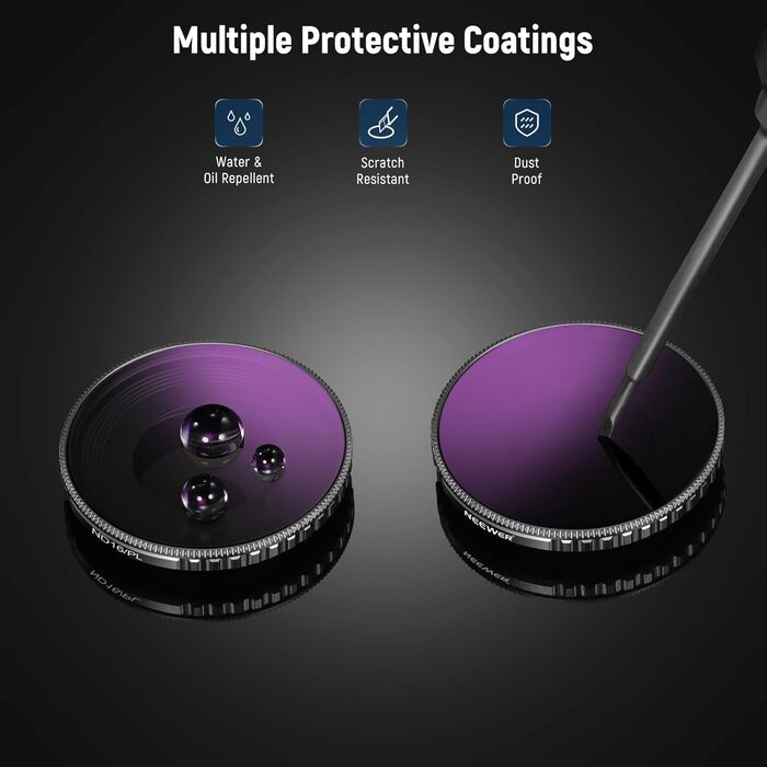 Набір фільтрів NEEWER CPL та ND для DJI Osmo Action 4/Action 5 Pro (4 шт.): CPL+ND8+ND16+ND32. Сумісний з FL-A12. Оптичне покриття, аксесуари для екшн-камери