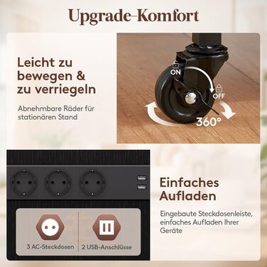 Lifewit Аудіостійка HiFi з полицями, колесами та LED-підсвіткою, 60x55x90 см, коричнево-чорна