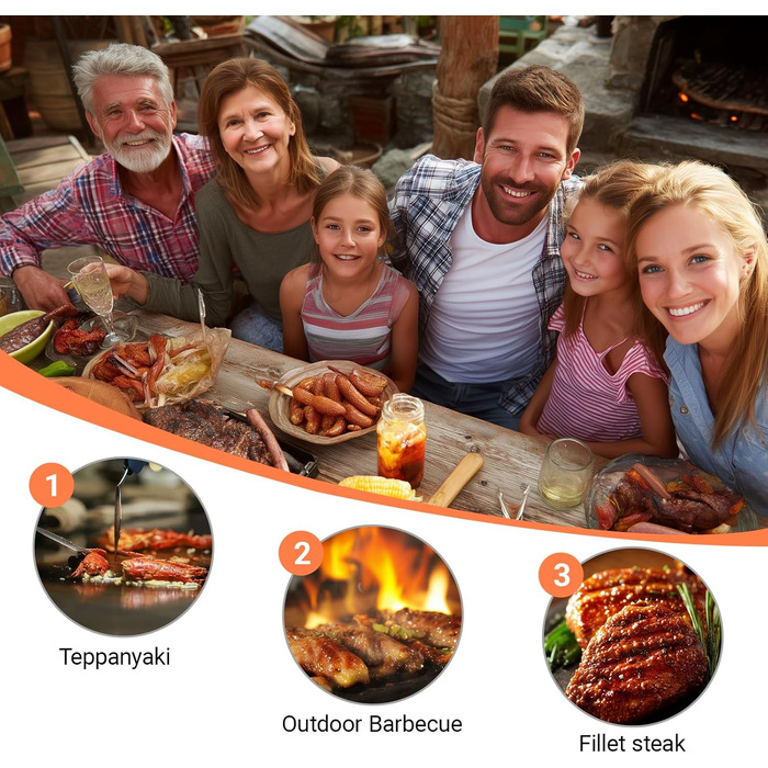 Набір гриль-посуду 14 предметів з нержавіючої сталі: щипці, лопатка, шпатель, кейс, килимок та 2 пляшки для соку. Ідеальний подарунок для чоловіків, для саду та кемпінгу.