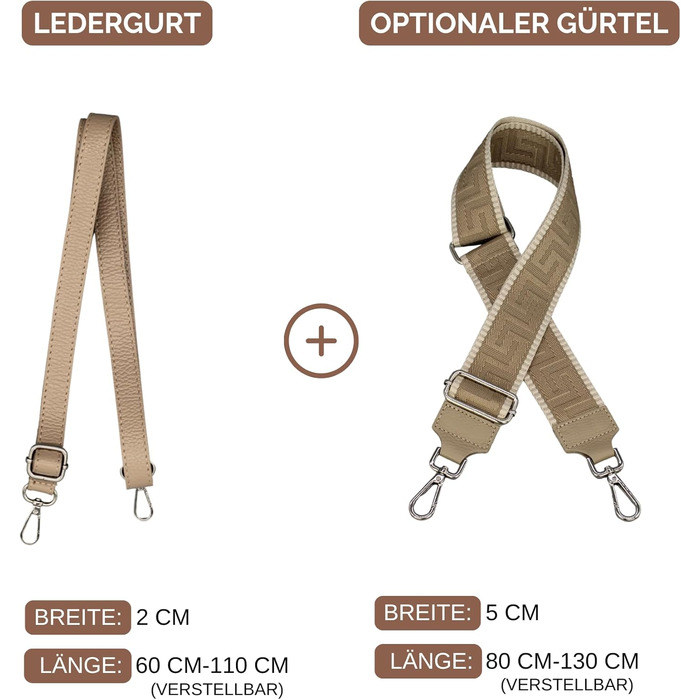 Жіноча сумка Brise Art Bauchtasche Lucia з натуральної шкіри: стильна поясна/кросбоді сумка з трьома відділеннями, зроблена в Італії (Чорний/Taupe)