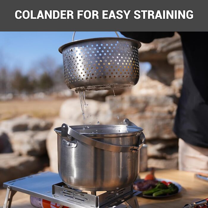 Набір посуду для кемпінгу KingCamp: нержавіюча сталь 304, для багаття, котелень, каструль, сковорода та чайник з сумкою, для кемпінгу, відпочинку на природі, кухні, приготування їжі, пікніків на 4-6 осіб, срібний набір посуду