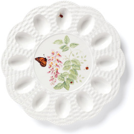 Lenox 7903040 Egg Holder with Butterfly Motif, Porcelain, Multicolor