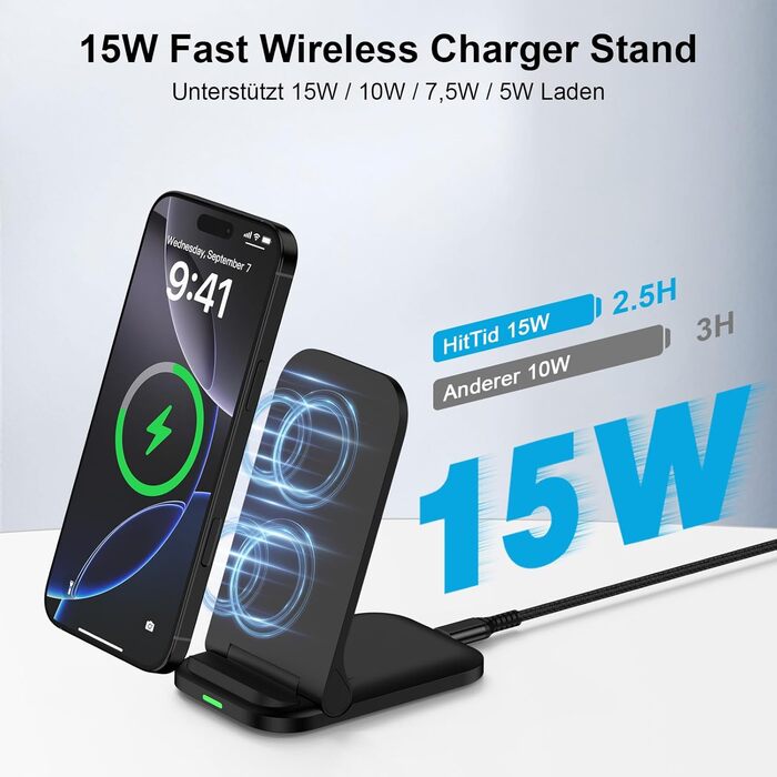 Бездротова зарядка 15W для Samsung Galaxy та iPhone: складний зарядний стан для швидкої зарядки