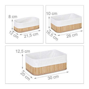 Relaxdays 3-Piece Bathroom Storage Basket Set