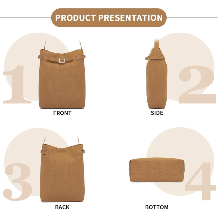 Сумка жіноча Miss Lulu велика шопер Tote Bag з м'якої PU шкіри, коричнева (2-4)