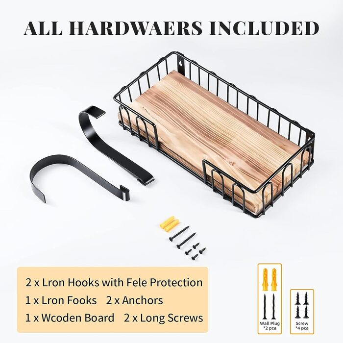 Настінна вішалка для праски та гладильної дошки MOREE, металева, чорна, для зберігання та декорування пральні