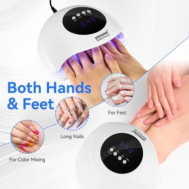 JODSONE 320W UV LED лампа для нігтів з авто-сенсором, 72 світлодіодів (червоне світло) та 4 таймерами (10/30/60/99с) – професійний нігтьовий сушар для пальців/ступнів, сумісний з гелями, гель-лаком, шелаком.