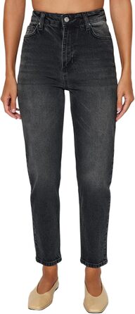 Джинси жіночі Trendyol Mom Jeans висока талія прямі чорні розмір 34