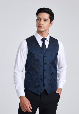 Чоловічий жилет Enlision з паєтками, краватка та нагрудний хустинка - комплект для весілля, вечірки, ділових зустрічей, XS-6XL, Морський блакитний