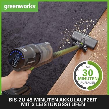 Бездротовий акумуляторний пилосос Greenworks GD24SV 5 в 1, 500W, Hepa-фільтр, насадка для шерсті тварин, 45 хв роботи, 3 режими потужності (без акумулятора та зарядного пристрою)