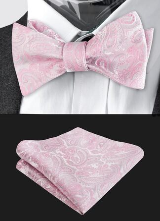 Мужская галстук-бабочка Alizeal Retro Paisley с платком в комплекті, бирюзовый цвет (универсальный размер, розовый/серебристый)