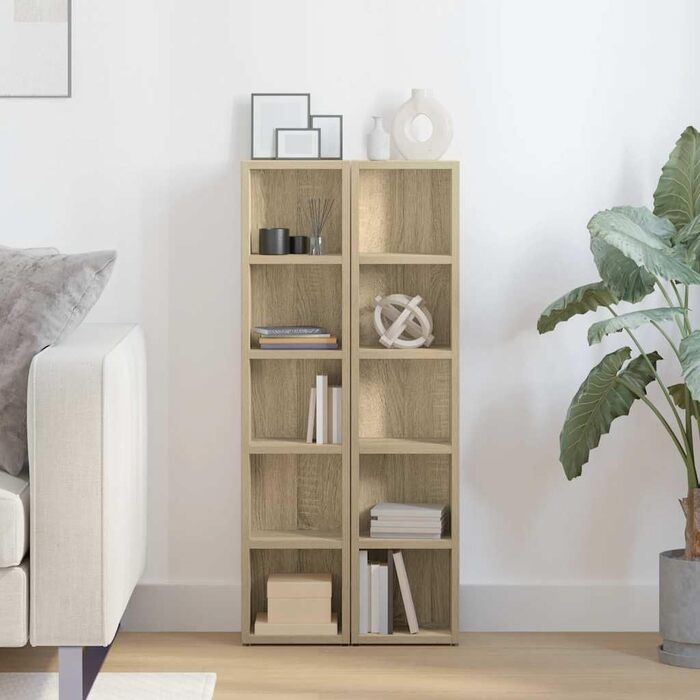 vidaXL CD-стелаж для 160 дисків, настінний, дуб Сонома, 2 шт., 21x16x93,5 см, МДФ, для офісу та дому