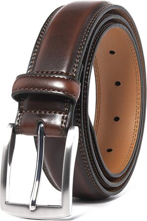 Чоловічий шкіряний ремінь Fabio Valenti – для костюмів, джинсів, уніформи, з односторонньою пряжкою, дизайн США, 40-42, махагон