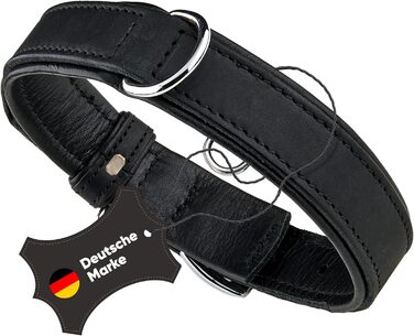 Мінімалістичний шкіряний нашийник для собак Michur Minimo, чорний, різні розміри (36-45 см)